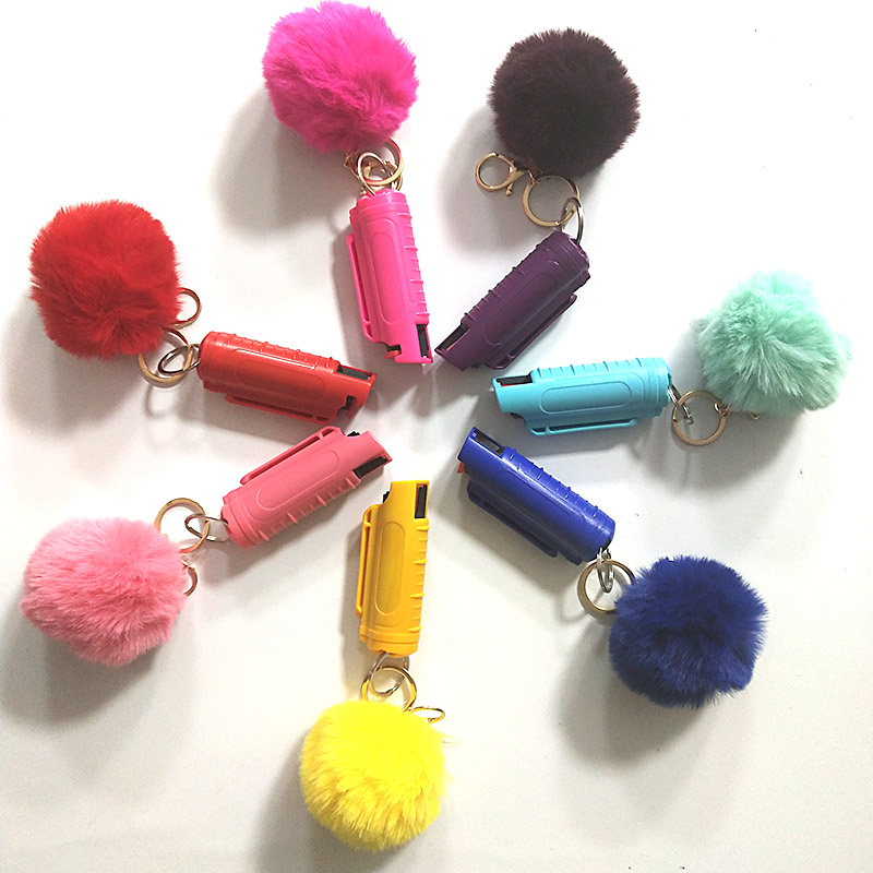 

9 Colors Self Defense Keychain Spray Weapons for Women Products Self-Defense Keychains With Plush Pendants
