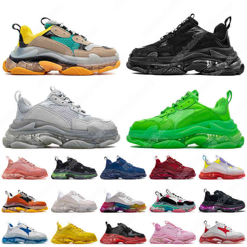 

Breatheable Wholesale Triple s Sneakers Women Mens Luxurys Designers Run Shoes Fashion Crystal Bottoms Pairs 17FW Clear Sole Vintage White Black Volt, A32 36-40