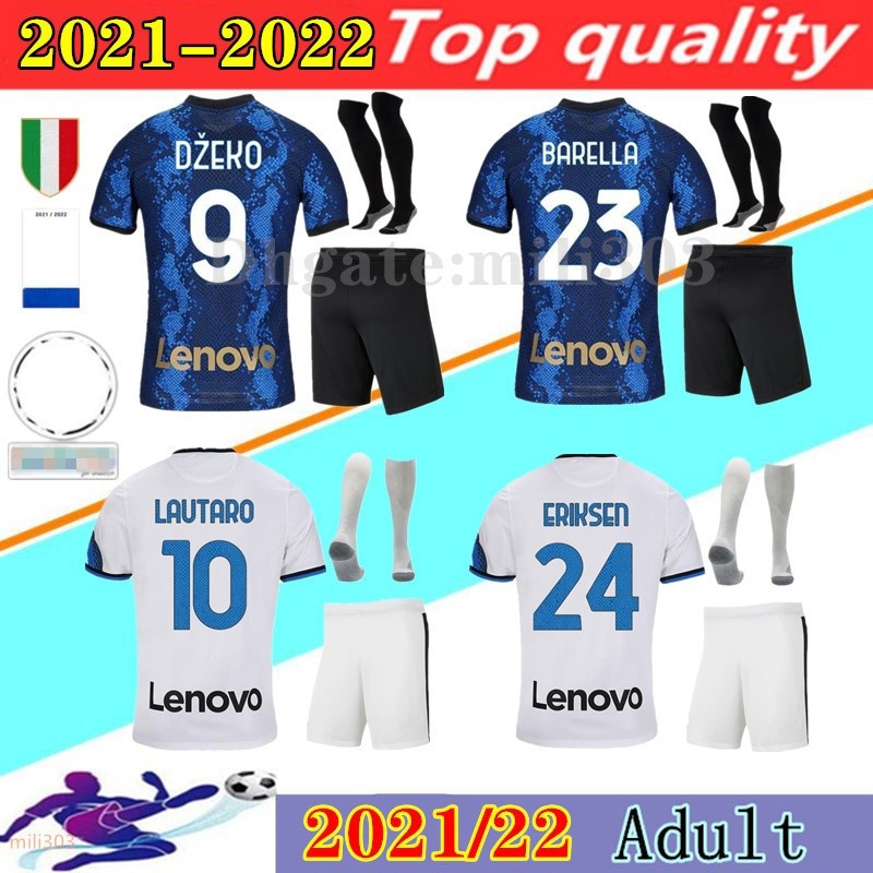 

21 22 eriksen lautaro inter soccer jersey sets milan 2021 2022 barella alexis sensi vidal hakimi de vrij dzeko home away men + kids football, Black