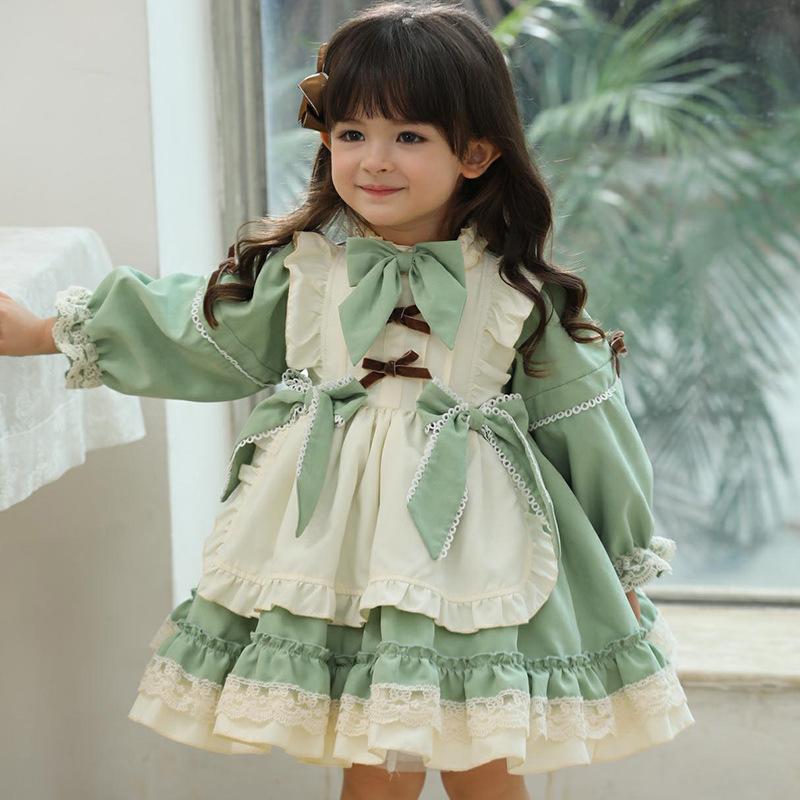 

Girl's Dresses Children Dress Original Baby Girl Lolita Princess Ball Gown Spanish Vintage Patchwork Autumn Winter Cute Kids Vestidos, Purple no hairband