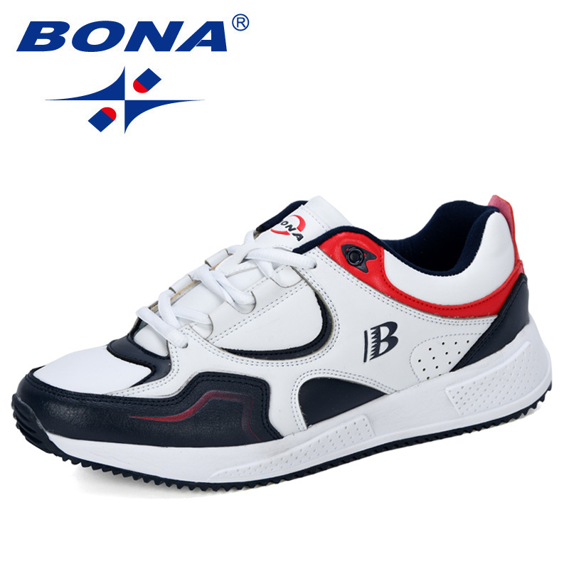 

BONA New Designer Cow Split Running Shoes Men Sneakers Bounce Outdoor Sport Shoes Professional Training Shoes Man Trendy, Black