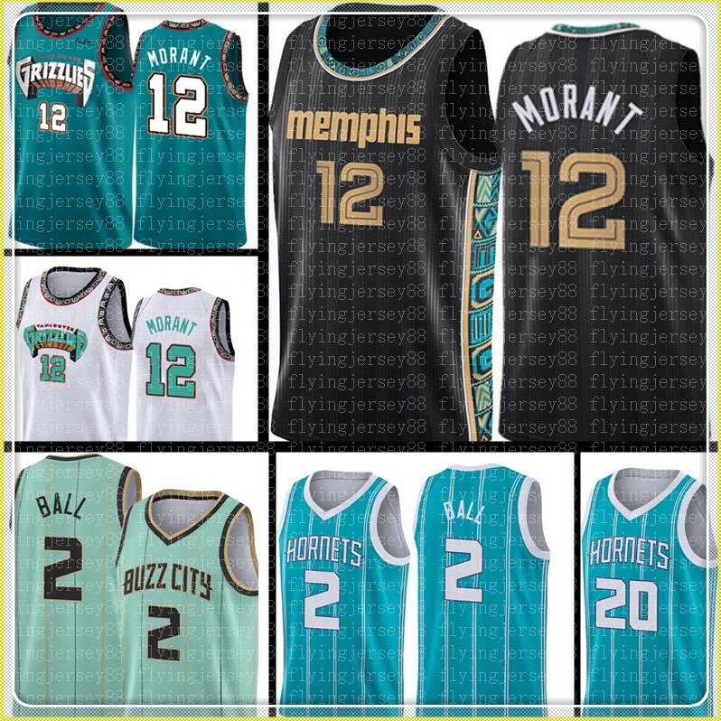 

2021 Ja 12 Morant Jersey Mens LaMelo 2 Ball Basketball Jerseys Gordon 20 Hayward Jersey Green Black White Grey S