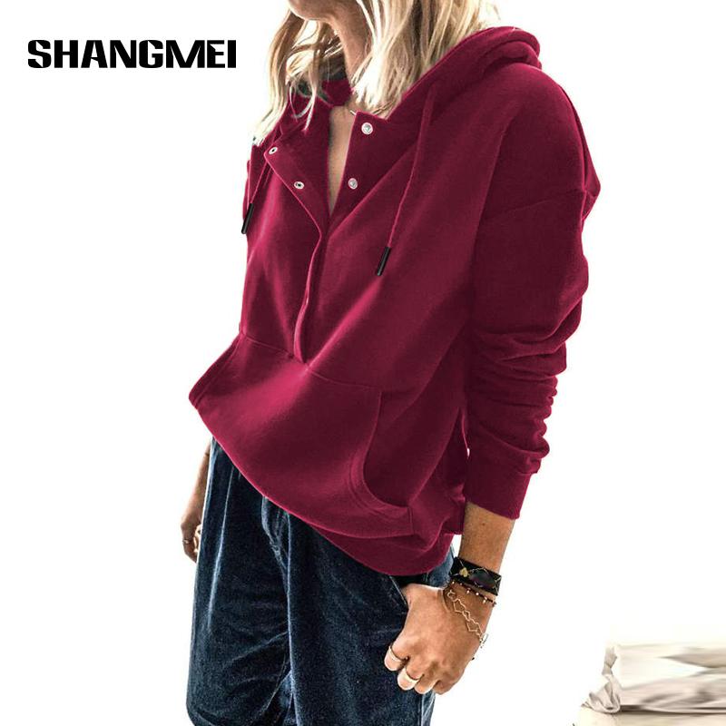 

Women's Hoodies & Sweatshirts Pullover Tops Button Down Long Sleeve Pocket Streetwear Sweatshirt Sudaderas Con Capucha, Black