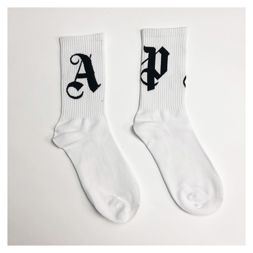 

Hot outlet fashion brandpairs of 10 palm PA letter Angel cotton socks for men and women, Black