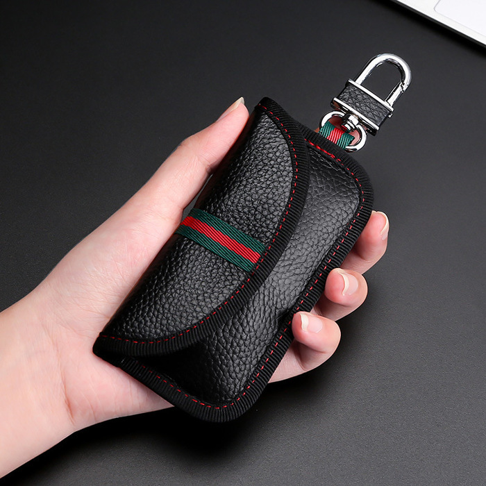 

Key Wallets Rfid Genuine Leather Wallet Men Holder Chain Pouch Purse Designer Housekeeper Car Small Case, Black