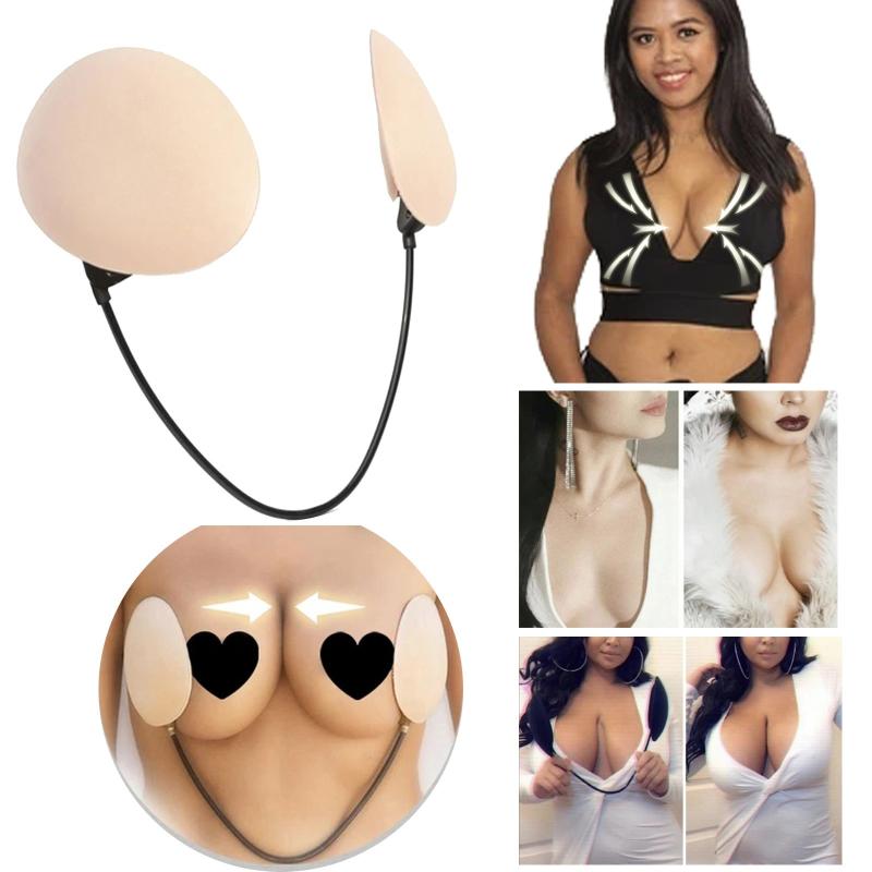 

Bras Deep Push-Up Bra Kit Frontless Backless Strapless Invisible For Women Sexy Ladies Gather Nipple Patch Party Dress
