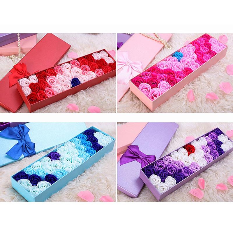 

Gift Wrap 33Pcs/Box Simulation Rose Soap With Box Women Girl Bath Facial Valentine's Day Birthday Wedding Gifts