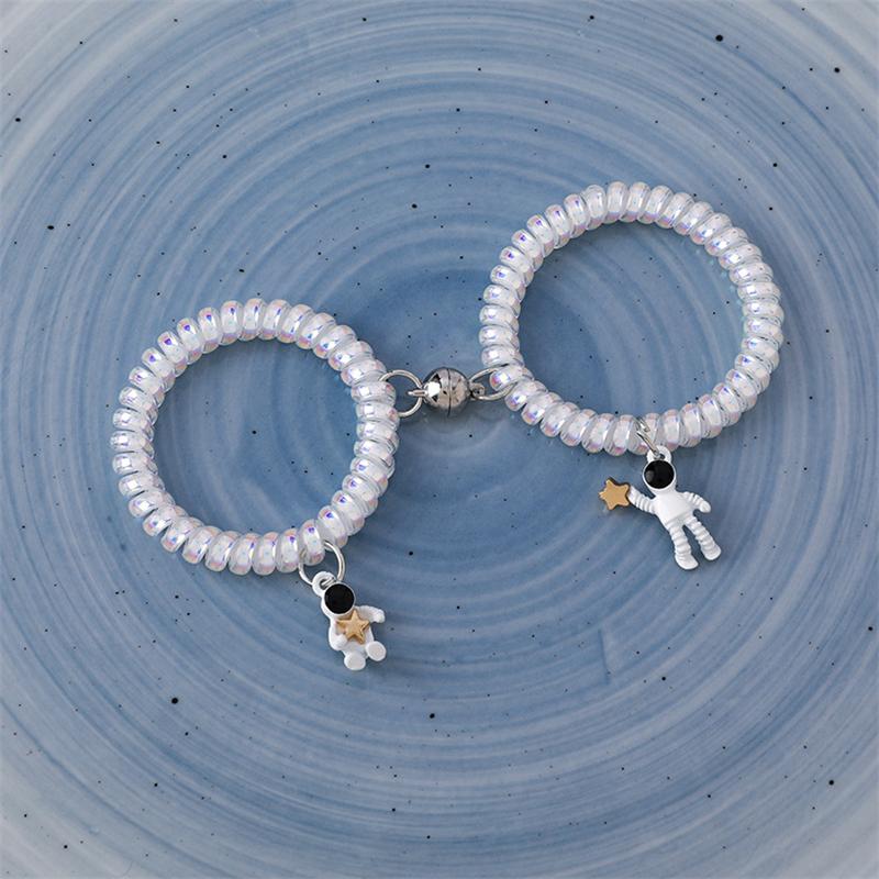 

Beaded, Strands Simple Hair Rope Astronaut Phone Line Ring Bracelet Dual-use Creative Rubber Band For Women Fashion Jewelry Accessories