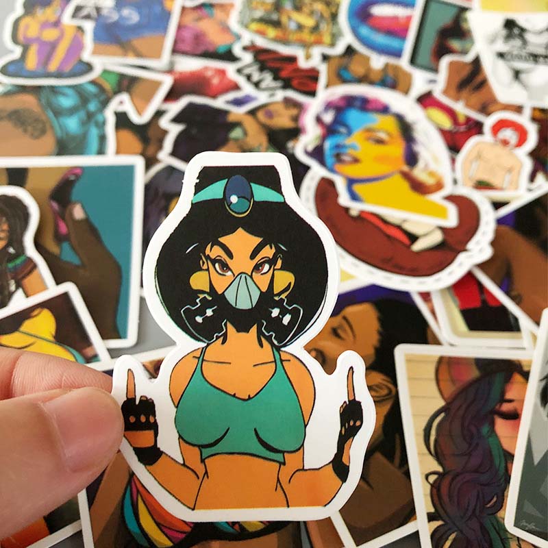

50pcs No Repeat Sexy and Vulgar Punk DIY Car Stickers Random Comic Cool Sticker Skateboard Snowboard Laptop Luggage Motorcycle Guitar Decals, Mixed