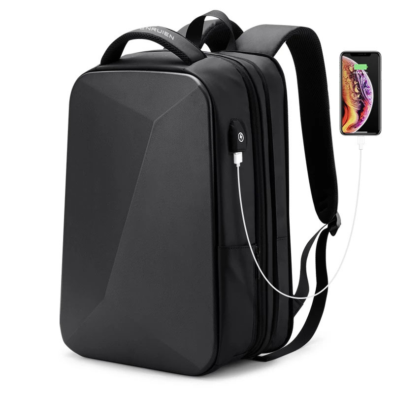

Men Anti Theft Waterproof Laptop Backpack Multifunction Hard Shell Series Backpacks Fashion Business Travel Knapsack New Model Expanded version, Black