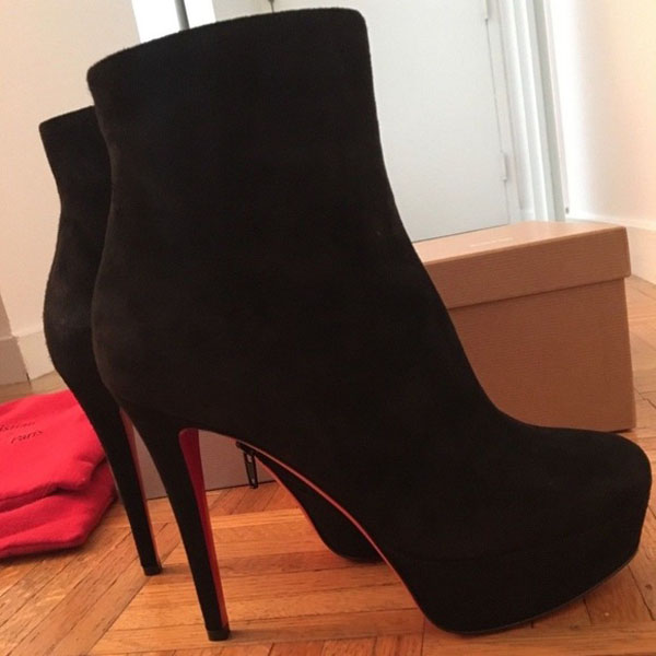

Super Heel pumps Women Ankle boots Luxury designer Paris red bottoms Alta Boot shoes Bianca Pump Booty Black suede Veau Velours platform soled with zip side EU35-43