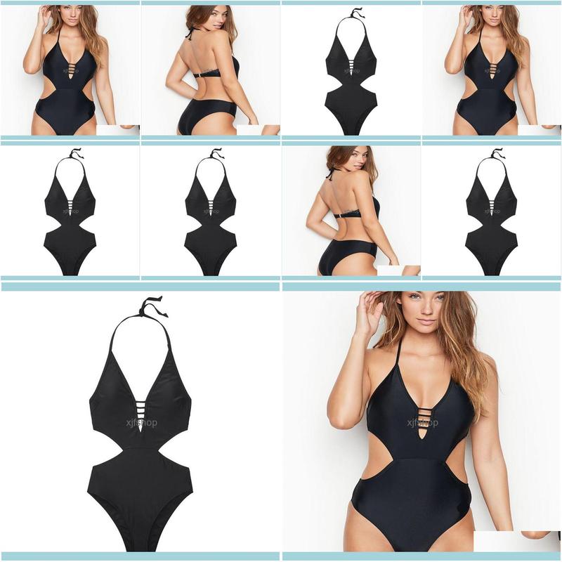 

One-Piece Suits Beach Equipment Water Sports & Outdoorssexy Solid Black One Piece Swimwear Women Cut Out Backless Swimsuit Bandage Monokini