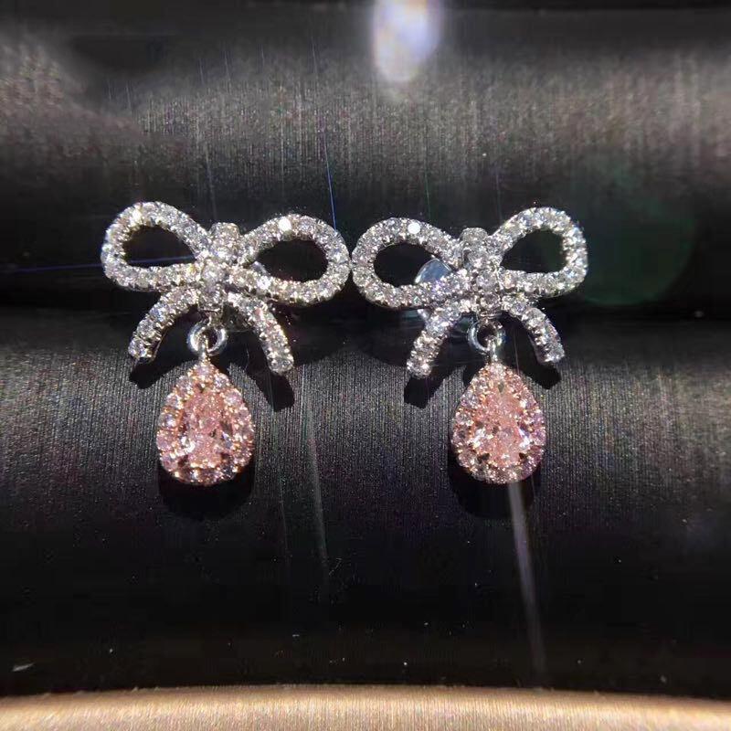 

Dangle & Chandelier Luxury Drop Earrings For Women Girly Bow Waterdrop Zirconia Silver Color Wedding Fashion Jewelry Wholesale KAE138