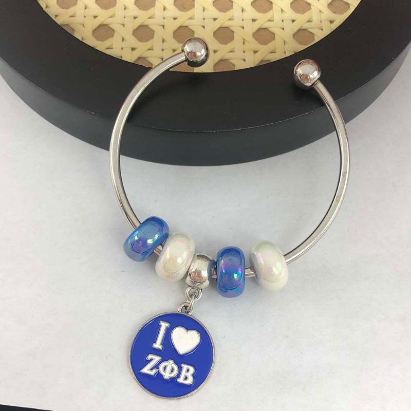 

Bangle Greek Sorority European Beads ZPB DST Rotundity Letter Cuff Women Jewelry