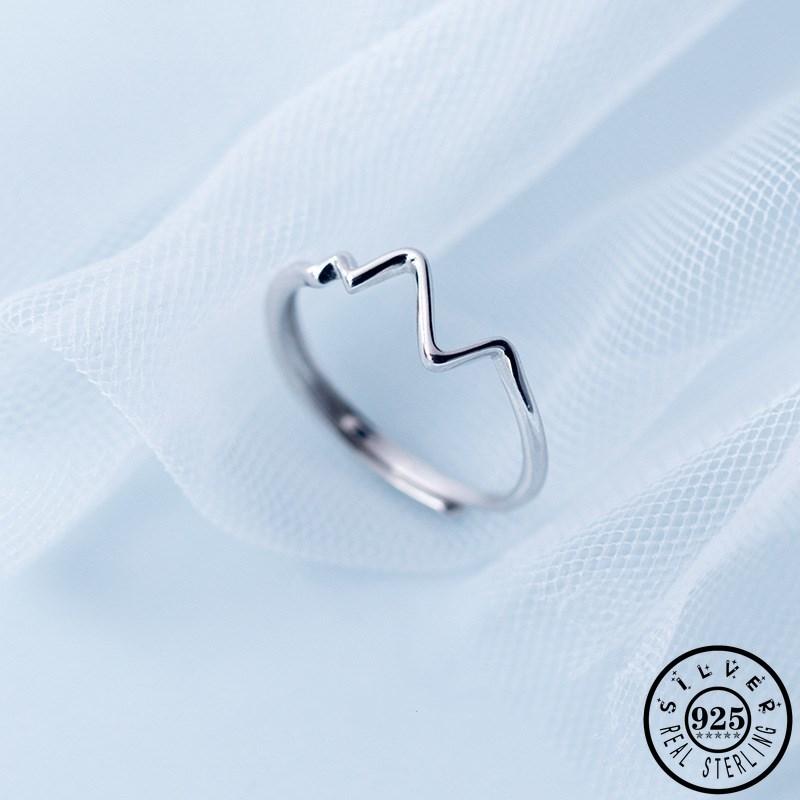 

Cluster Rings 925 Sterling Silver Statement Heartbeat Shape Adjustable Midi Knuckle Finger Party Jewelry For Women Girls