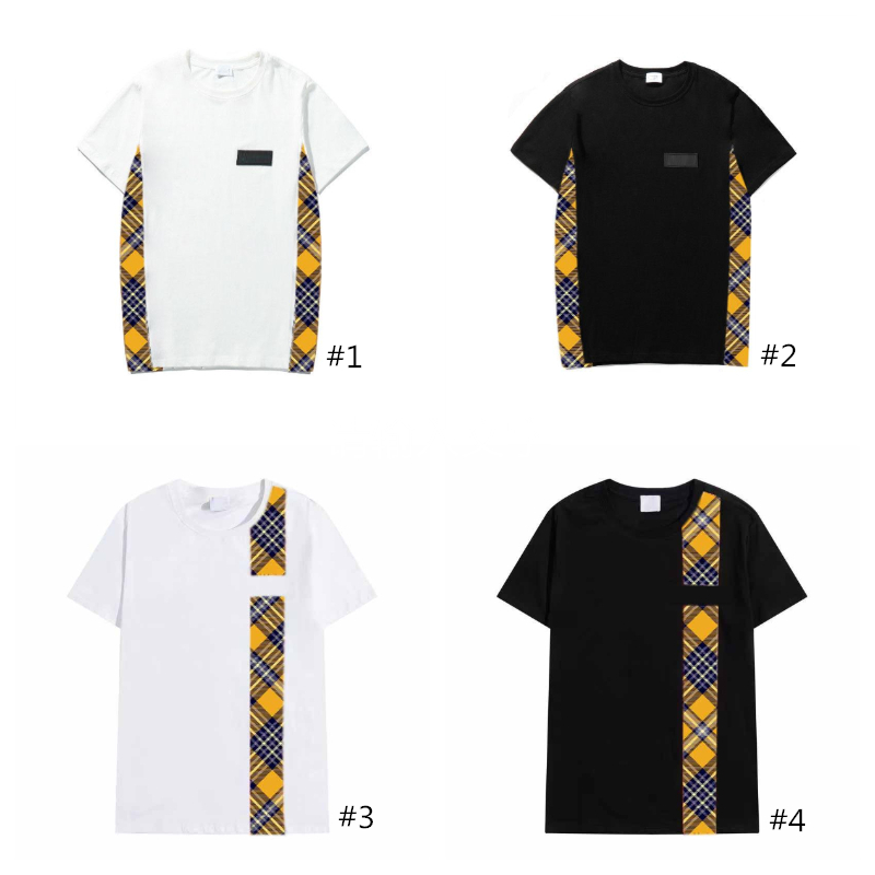 

Fashion Mens Grid T Shirt Summer T-Shirts High Quality Mens Stylist T Shirt Hip Hop Men Black White Short Top Sleeve Cotton, #1
