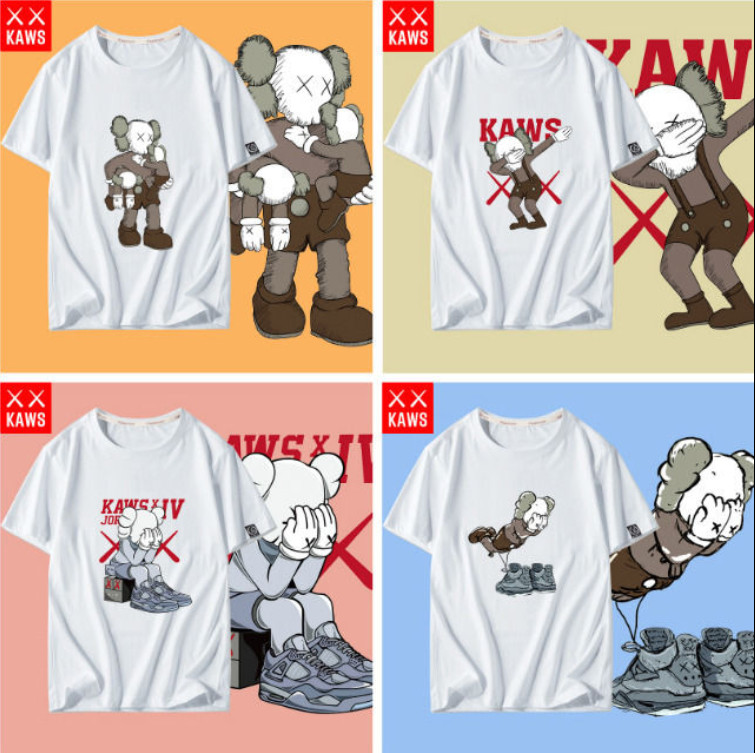 

Summer designer cotton round neck T-shirt cartoon half sleeve mens relaxed student fashion brand