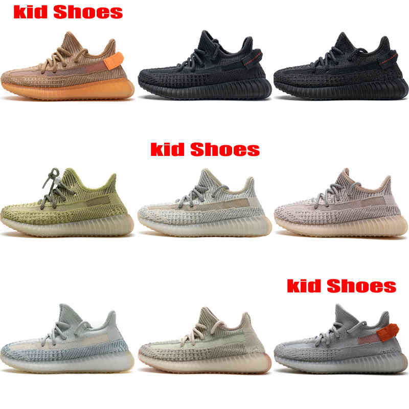 

2021 Kanye Kids Running Shoes Children Youth Sport Tail Light Antlia Synth Black Non Reflective Clay True Form Cream White Sneaker With Box, Customize