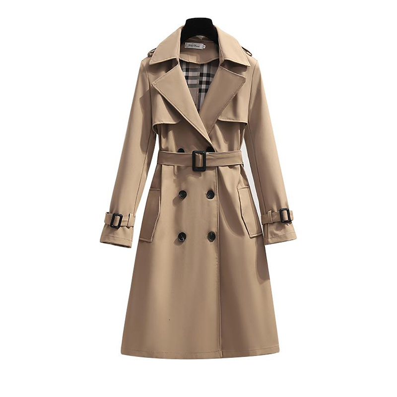 

Women's Trench Coats S - 4XLBrand Spring Autumn Long Women Coat Double Breasted Khaki Dress Loose Lady Outerwear Fashion Tops PWTR, 1# packing bag