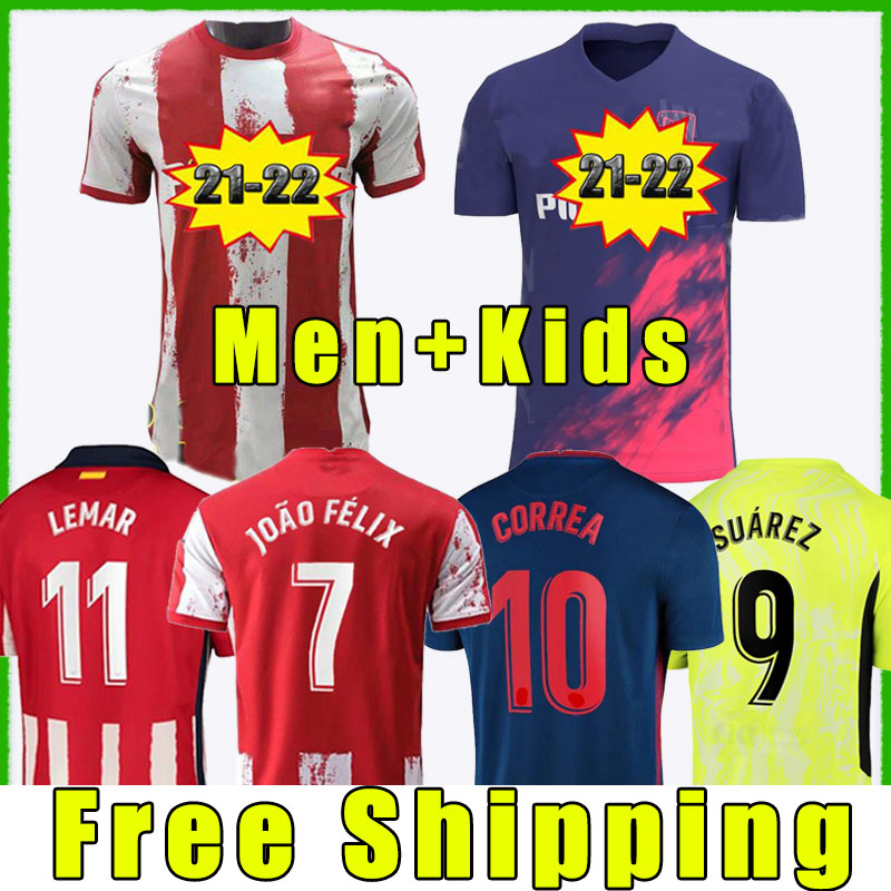 Atletico soccer jersey JOÃO FÉLIX 2020 2021 2022 home away M. LLORENTE KOKE SAUL GODIN DIEGO COSTA 20 21 22 camiseta football shirts uniforms men +