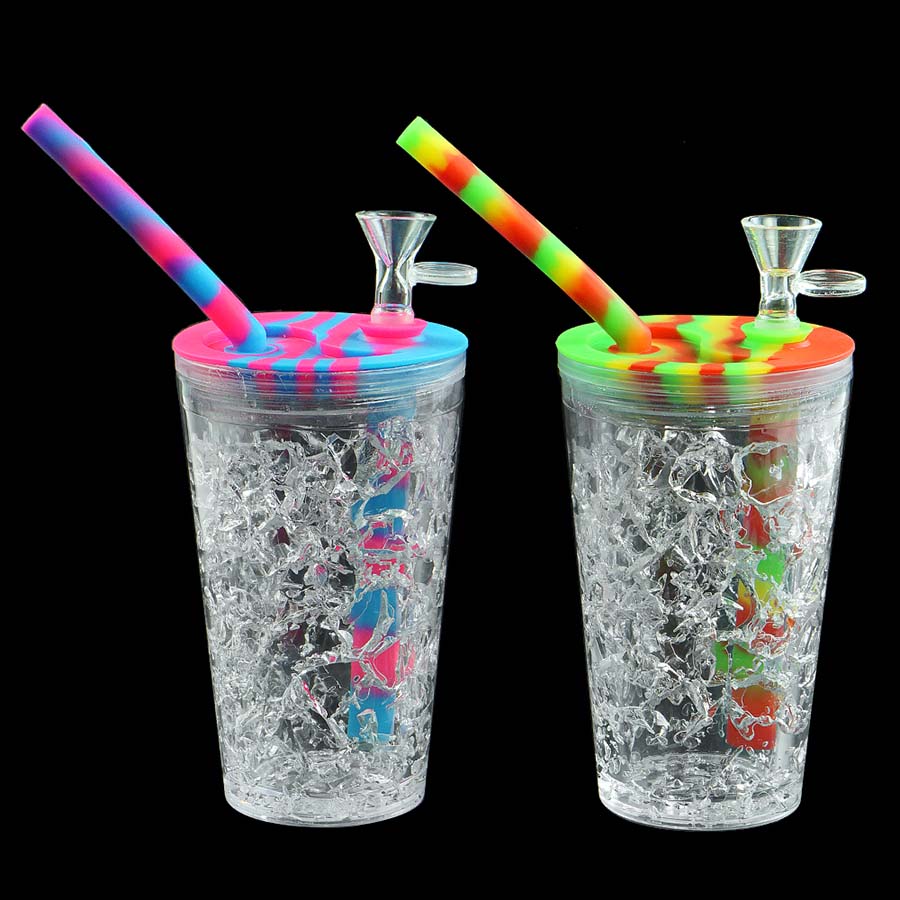 

6.1" Water pipe Silicone Plastic cup bubbler hookah Dab Rigs smoking bong