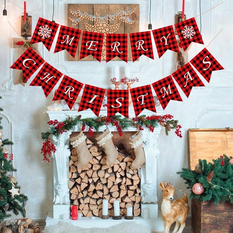 

Party Decoration Merry Christmas Banner For Home Red Chess Shopping Mall Bar Window Decorations Props