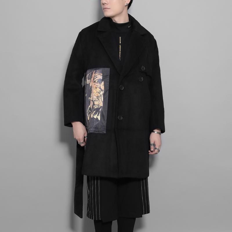 

Men's Trench Coats The Original European And American Fashion Trend Art Abstract Bronzing Printing Wool Cloth In Long Autumn Winter Tre, As picture