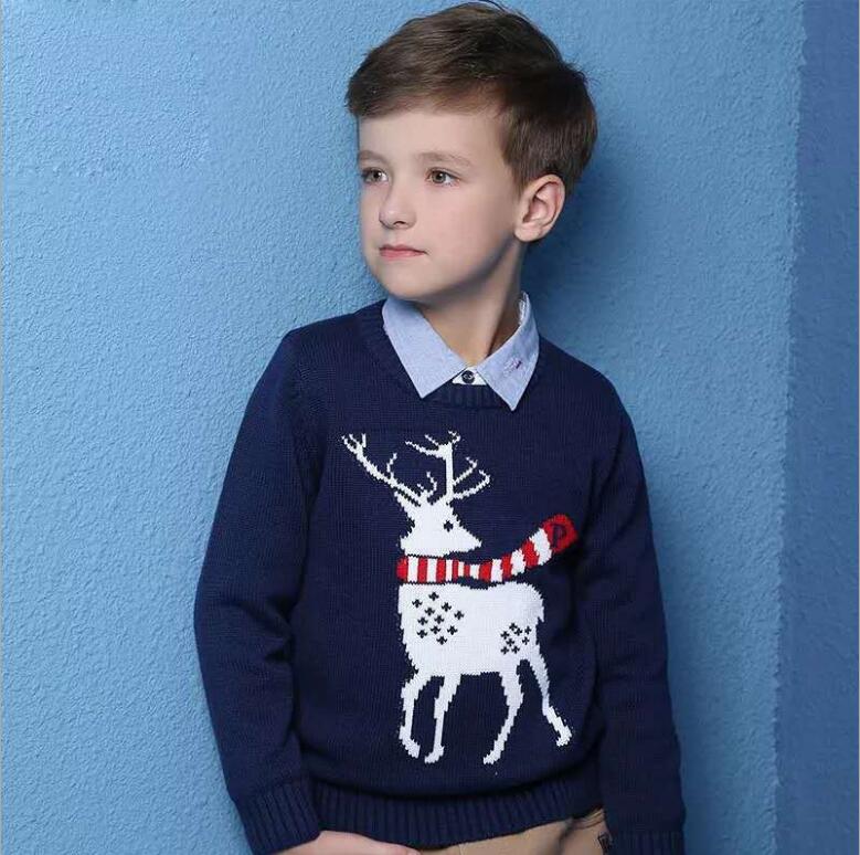 Time-Limited Pull-Limited Unisexe 5 pièces / Lot 3-7 ans Boy Boy Pull d'automne Nouveau T-shirt de renne de Noël