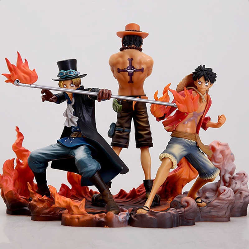 

3PCS anime One Piece figurine Monkey D Luffy Ace Sabo Three brothers set PVC Action Figure Collection Model Toys doll 14-17CMX0526