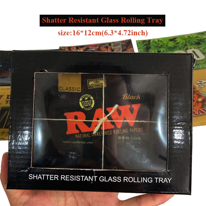 

Smoking Accessories trays Shatter Resistant Glass Tobacco Rolling Tray With Independent Carton Packing 20 patterns 4.72*6.3 inch For Rolll Paper herb Grinder