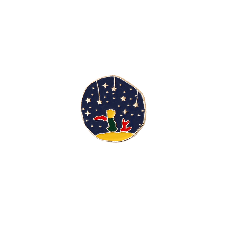 

Cartoon Little Prince with Fox Brooches for Women Gold Plated Trendy Personality Creative Enamel Paint Lapel Pins Funny Denim Shirt Gift Bag Accessories Collar Pin