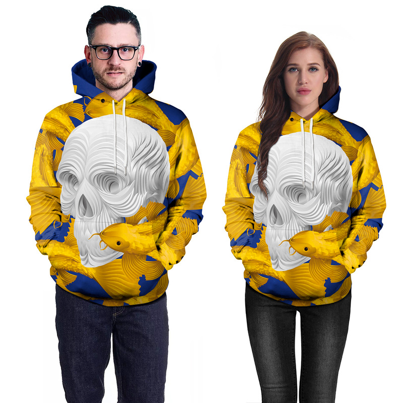 

Halloween Demon Skull 3D Pattern Special Hooded Long Sleeve Women's Long Sweater Loose, Comfortable and Soft, Black