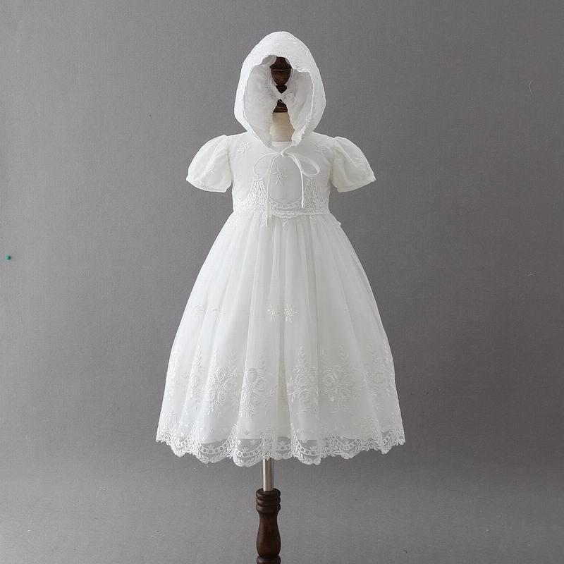 

Girl's Dresses Retail Baby Lengthen Christening Gown First Birthday Princess Lace Baptism +Hat Toddler Clothing 9775BB 5V8L, White