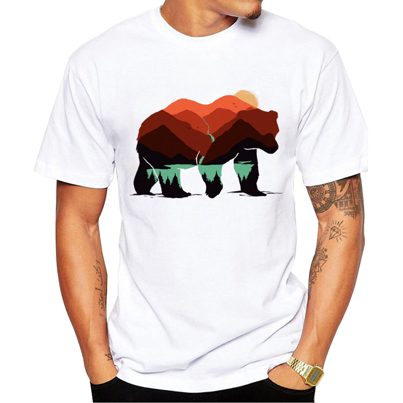 TEEHUB Newest Stay Wild Bear Men T-Shirt Funny Mountain Bear Printed t shirts Short Sleeve Casual Hipster Tshirts Fashion Tee-image-700988287
