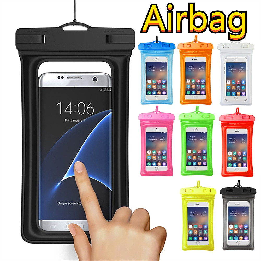 

Universal Float Airbag Waterproof Swimming Bag Mobile Phone Case Cover Dry Pouch Diving Drifting Riving Bags for iphone Samsung htc android phone, Mix color