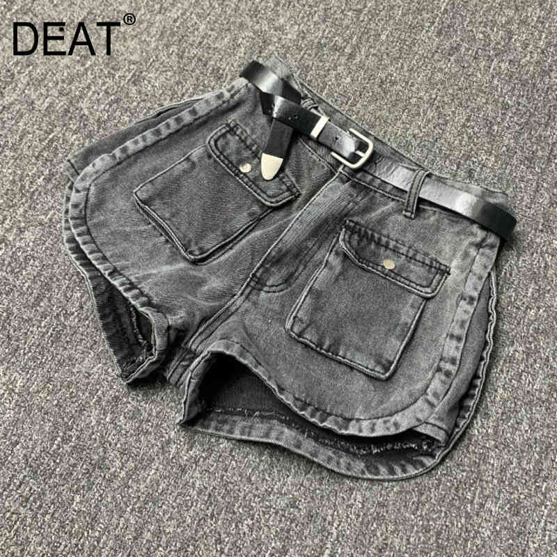 

Spring Summer Women High Waist Cotton A Line Wide Leg Short Jeans Korean Style Gray Female Loose Denim Shorts MI906 210525