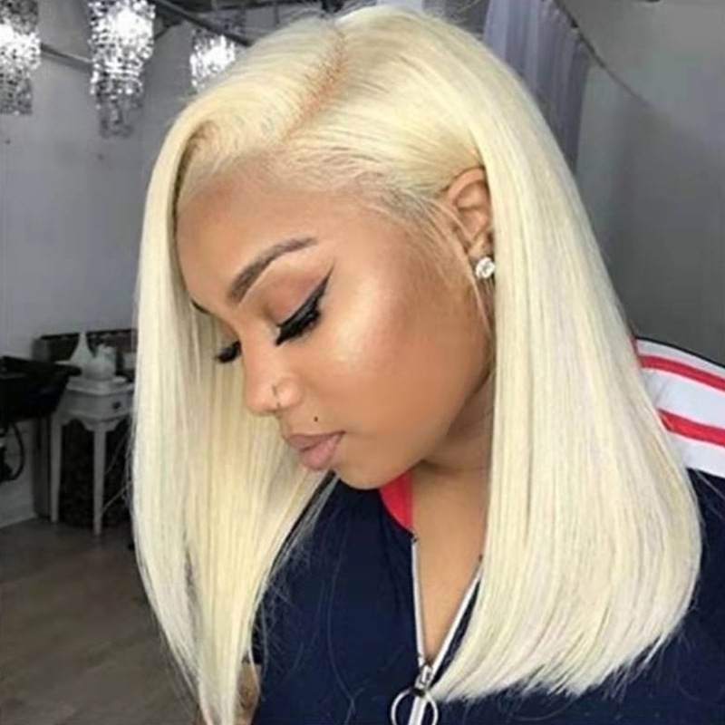 

split hair women's gold straight inside button Bobo head short hair dyed chemical fiber headgear
