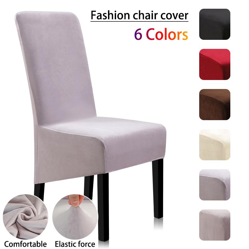 

Large Oblique Back Solid Color Chair Cover Spandex Dining Covers Anti-dirty Stretch Kitchen Living Room