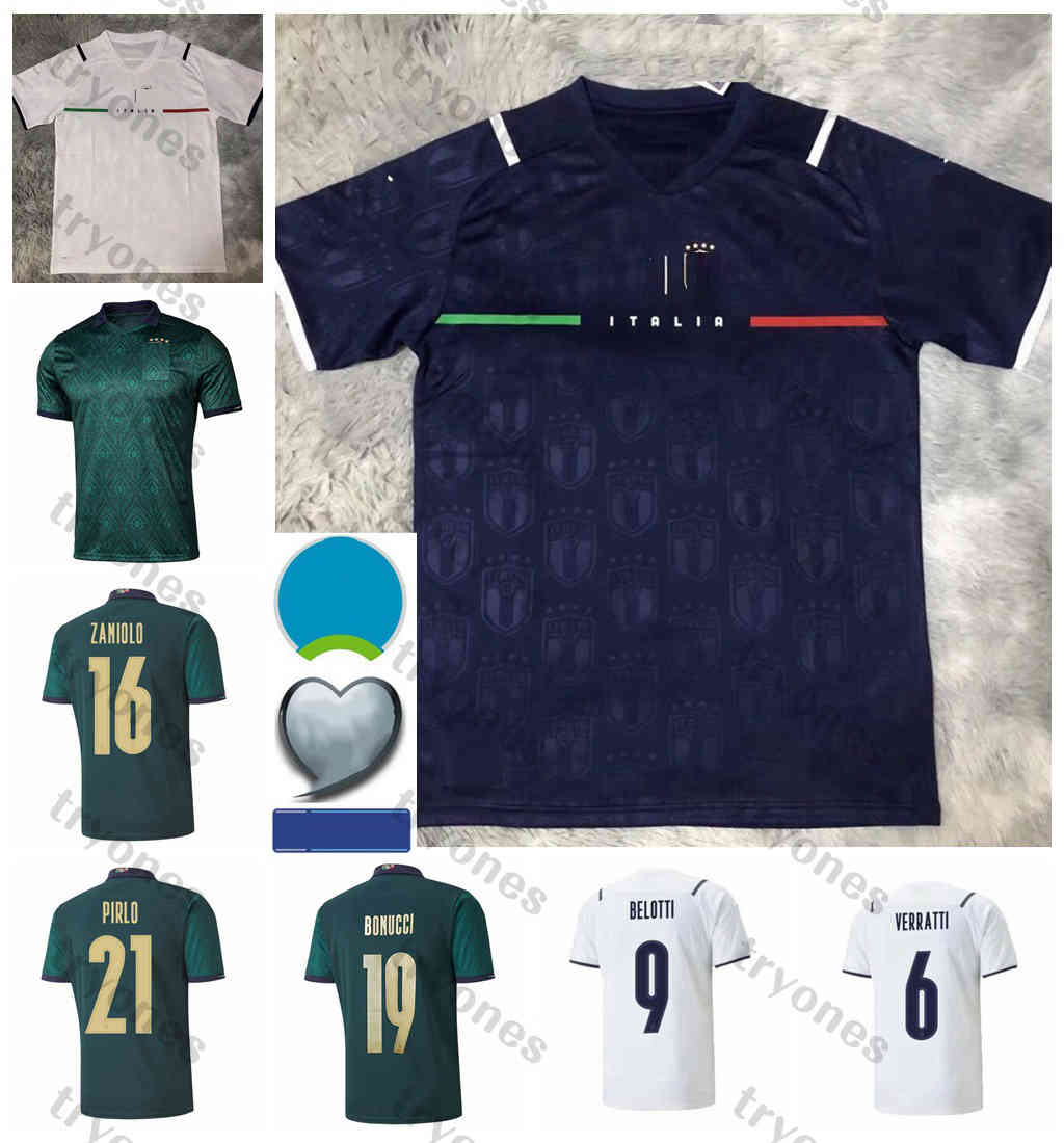 

ITALY soccer Jerseys 2021 BARELLA SENSI INSIGNE Green 20 21 European Cup Renaissance CHIELLINI BERNARDESCHI football shirts kit uniforms Mens, White with patch