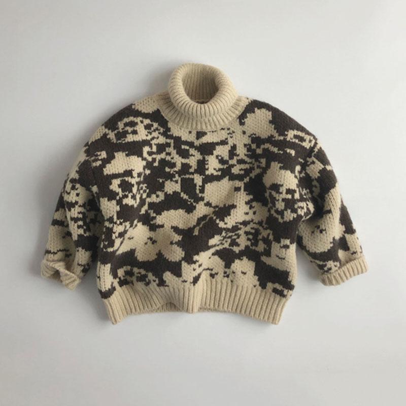 

Pullover 1-7T Toddler Kid Baby Boy Girls Winter Clothes Print Thick Turtleneck Sweater Long Sleeve Warm Knit Top Infant Knitwear