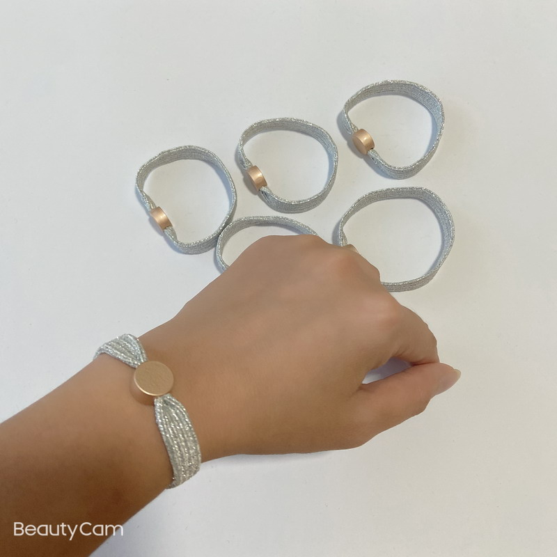 

Fashion simple white silver wire elastic rubber band hair ring head rope for Ladies collection headdress jewelry vip gifts, Pink