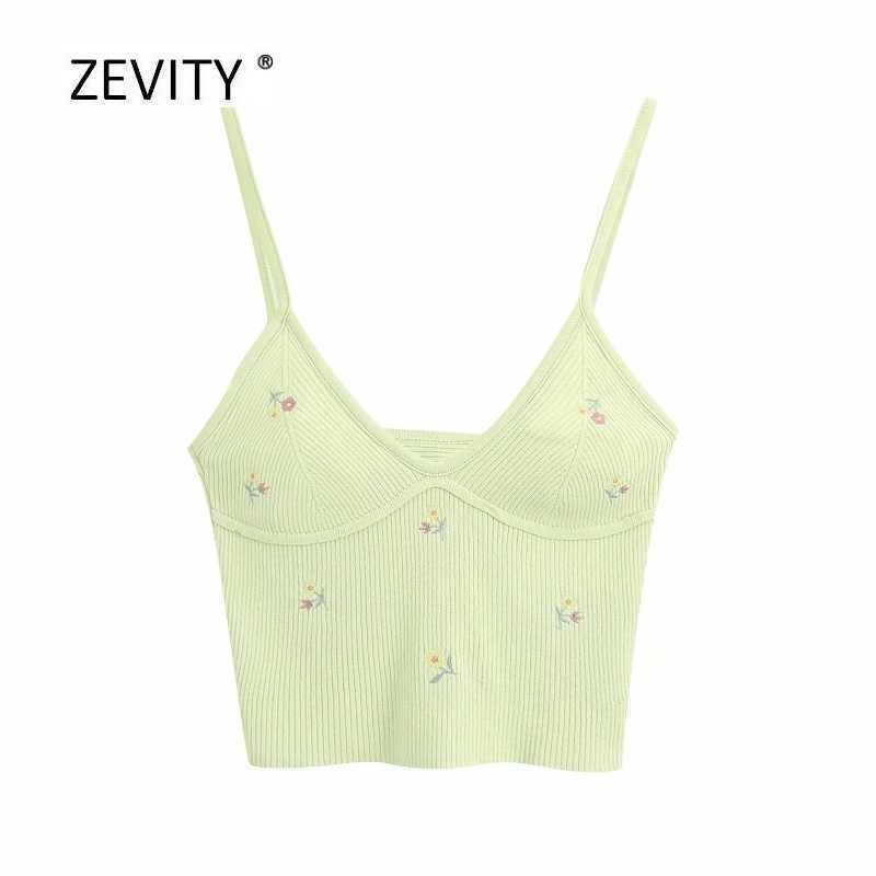 

Women fashion spaghetti strap floral embroidery camis tank tops summer wear female knitting slim sling crop tops LS6723 210603, As pic ls6723bb