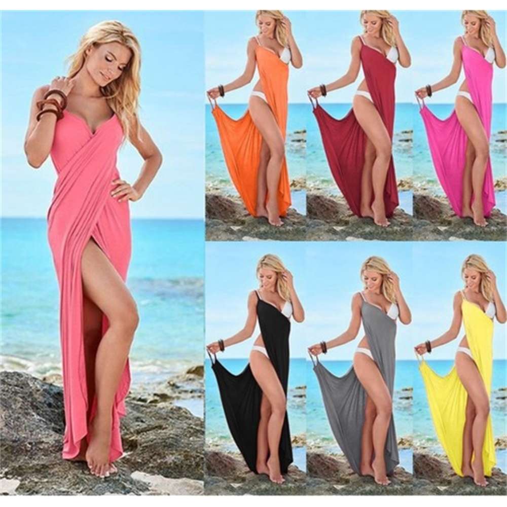 

Women's bandage sexy multicolor beach skirt dress, Black;gray
