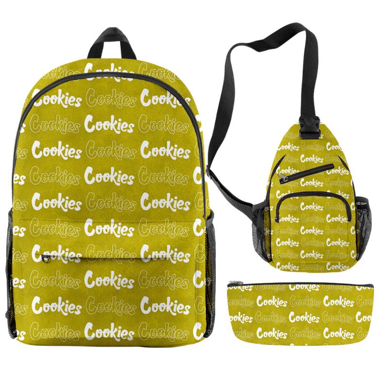 

Cookies Backpack Bag 3 Piece Set Boys/Girls Casual Students School Bags Women Men Oxford Waterproof Cycling