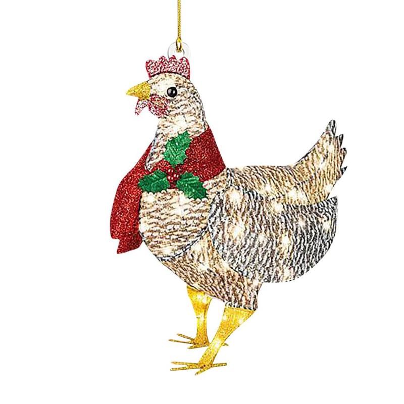 

Christmas Decorations Light-Up Chicken Scarf Ornaments Tree Ornament Home Decor Car Pendant