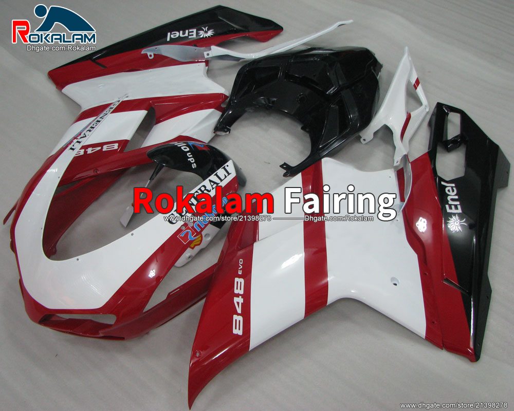 

848 2010 2011 Fairing For Ducati 1098 1098S 1198 2007 2008 2009 Street Bike Red White Black Fairings Parts (Injection Molding), Customize