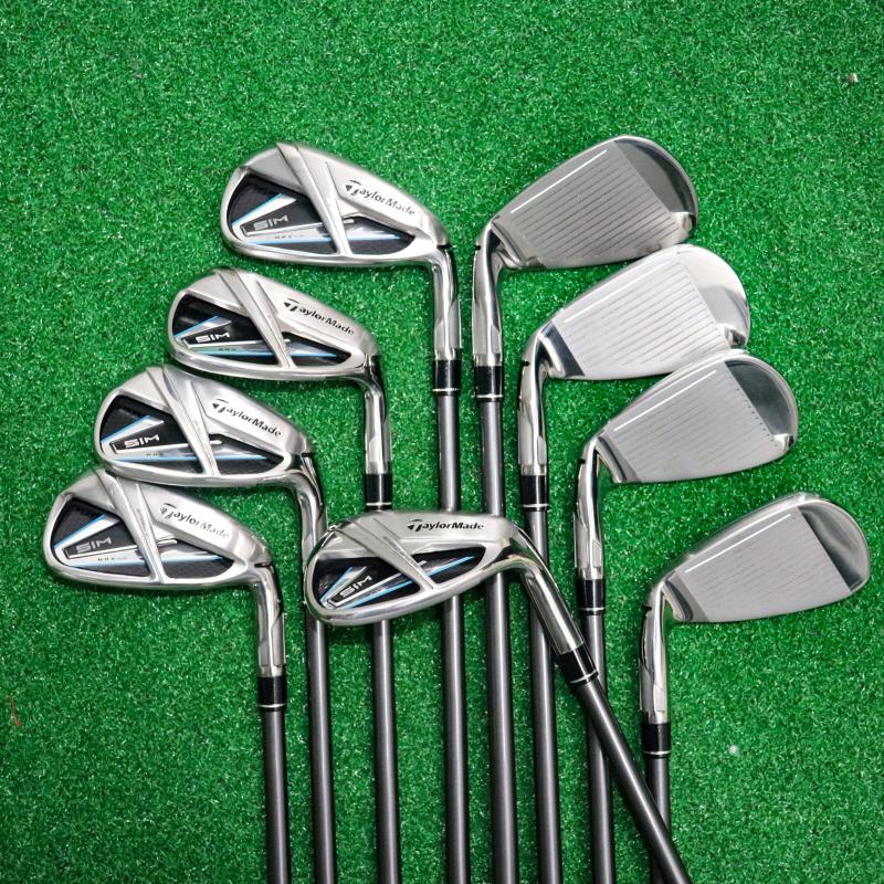 

Complete Set Of Clubs SIM Golf Irons Max 4-9 P.A.S R/S Flex With Helmet