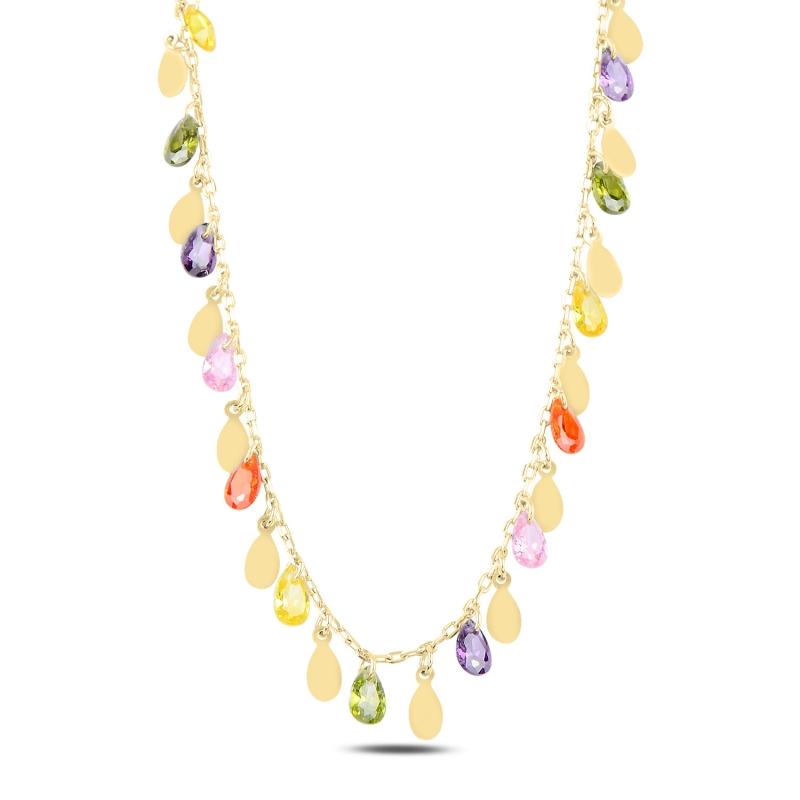 

Chains Silver 925 Sterling Dangle Sequins & Colorful Zircon Stone Necklace