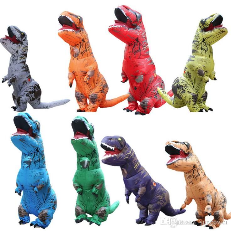 

Adult Inflatable Dinosaur T- REX Costume Fantasia Adults Halloween mascot Costume, Red;yellow