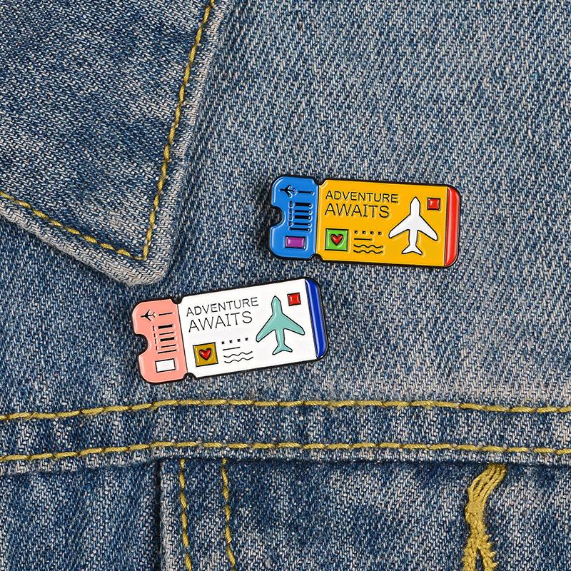 

Pins, Brooches Cute Cartoon Air Ticket Cowboy Enamel Brooch For Woman Badge Shirt Pin Men Metal Jewelry Accesorios, Gray